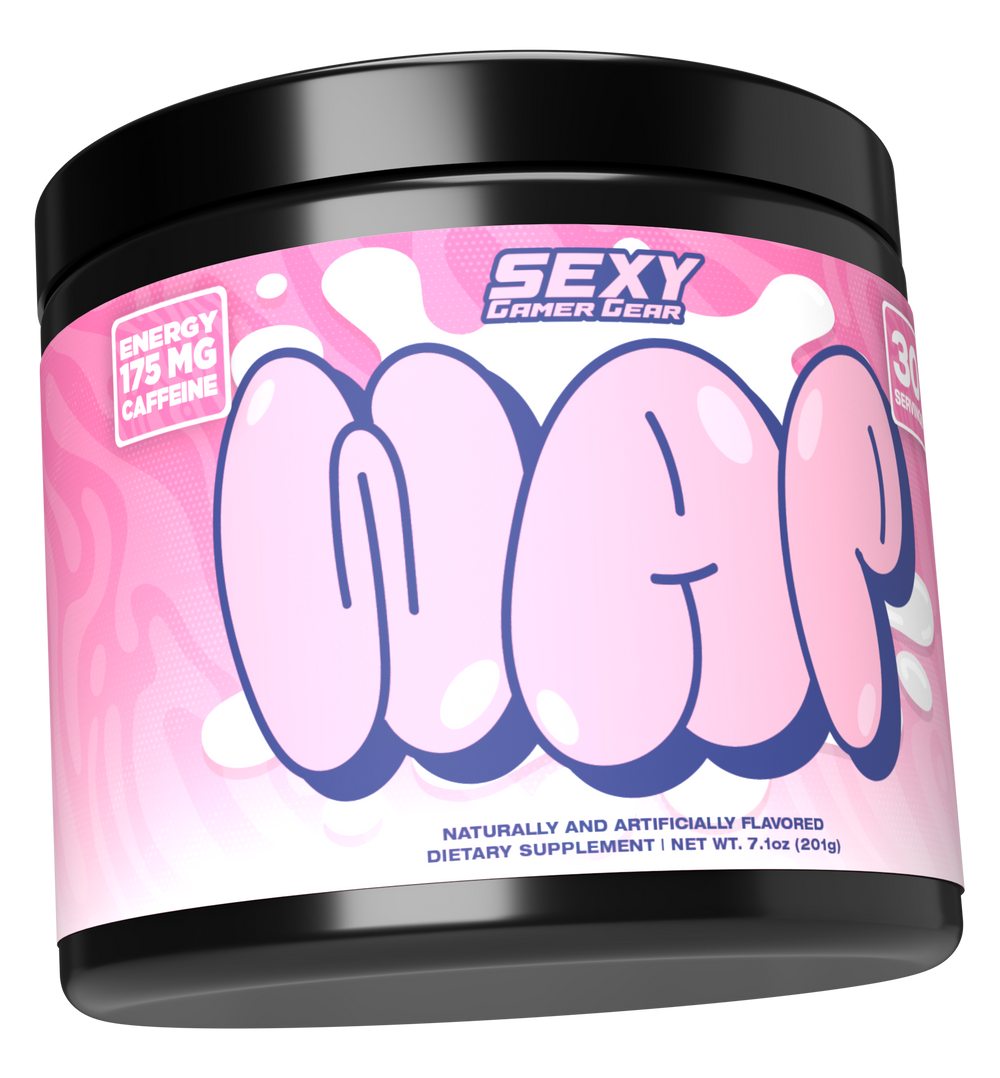 SexyGG Sexy Gamer Gear Gaming Energy Drink, WAP Strawberry Kiwi Flavor, GG Energy For Gamers, Tub Tilted Right