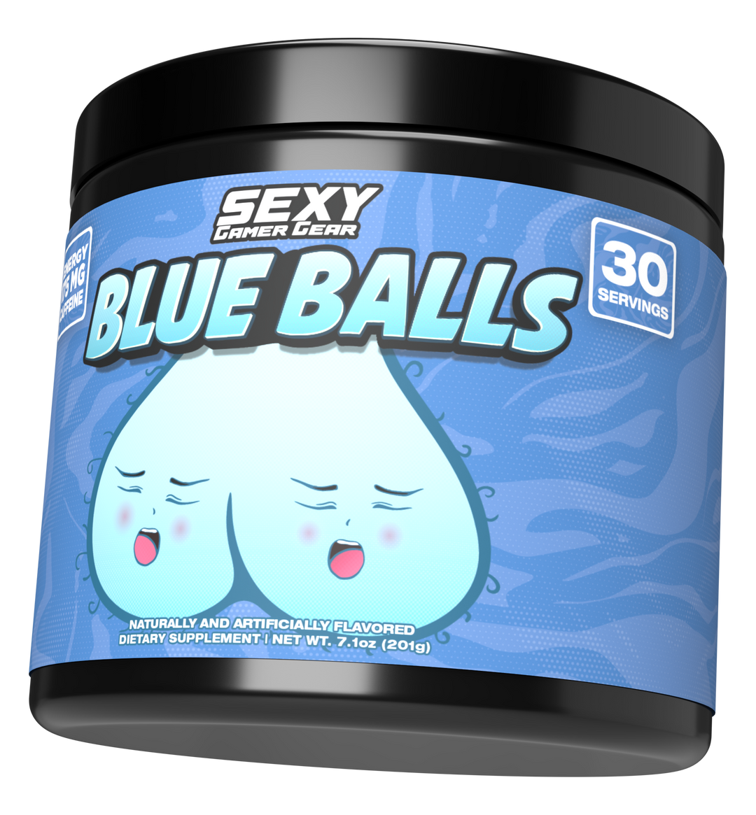 SexyGG Sexy Gamer Gear Gaming Energy Drink, Blue Balls Blue Raspberry Flavor, GG Energy For Gamers, Tub Tilted Left