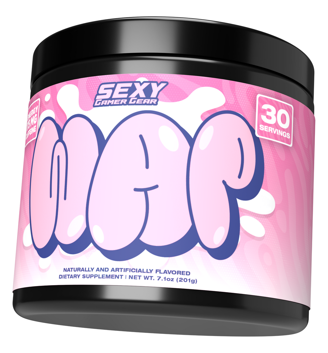 SexyGG Sexy Gamer Gear Gaming Energy Drink, WAP Strawberry Kiwi Flavor, GG Energy For Gamers, Tub Tilted Left